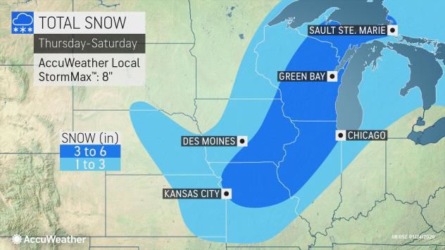 Forecast snow total Thursday-Saturday by AccuWeather
